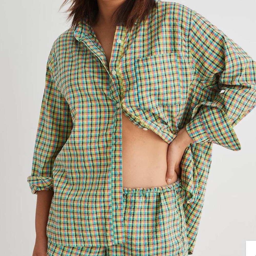 BRAND NEW American Eagle PJ to Party Button Down Top